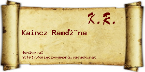 Kaincz Ramóna névjegykártya